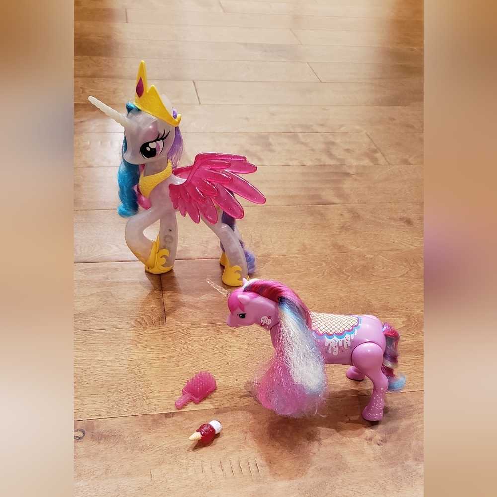 A Lot Of My Little Pony And Pink and Purple Unicorn Toy with Accessories